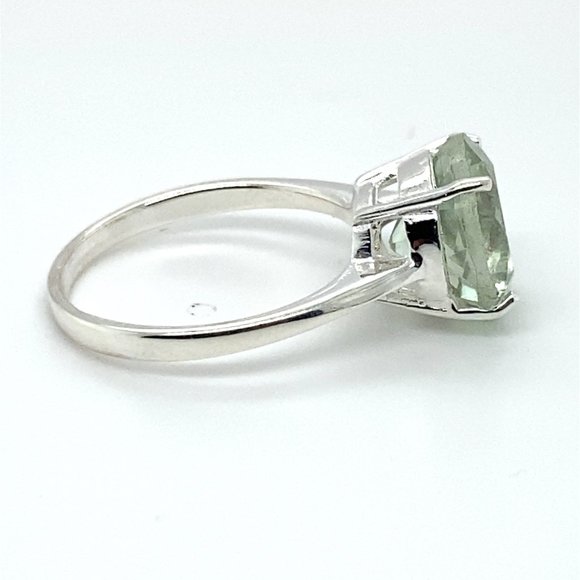 Prasiolite 6.70ct Platinum Finish Solid 925 Sterling Silver Ring - Picture 4 of 6